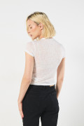 Camiseta crema clara manga corta en tela devore