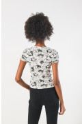 Camiseta en rib manga corta crema de Félix el Gato