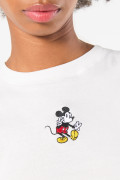 Camiseta manga sisa crema clara con estampado de Mickey