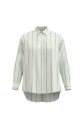 Blusa unicolor manga larga oversize con rayas en contraste