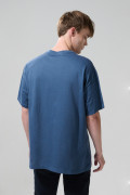 Camiseta cuello V college azul oscura oversize