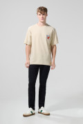 Camiseta de Snoopy kaki clara manga corta oversize