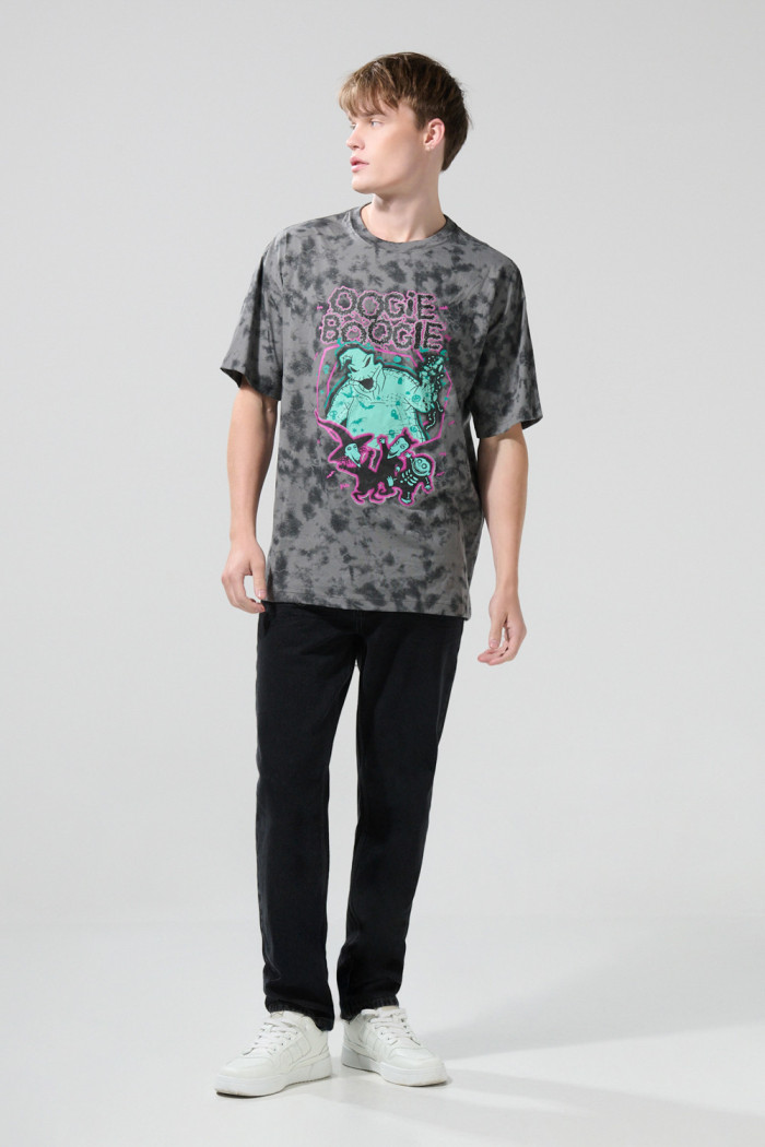 Camiseta de Nightmare Before Christmas gris medio tie dye