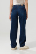Jean 90´S tiro alto azul oscuro con bota recta y 5 bolsillos
