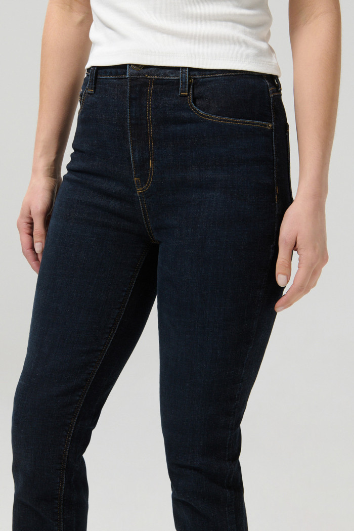 Jean jegging súper tiro alto azul intenso con cremallera