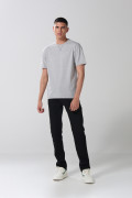 Camiseta gris clara en algodón manga corta con costura