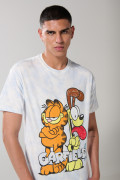Camiseta crema clara tie dye manga corta de Garfield
