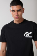 Camiseta cuello redondo negra con arte de Gran Turismo