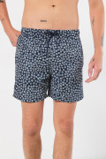 Bermuda playera azul intensa estampada con tiro bajo