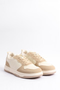 Tenis casuales cremas con cortes kakis localizados