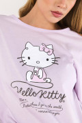 Camiseta lila clara manga larga con diseño de Hello Kitty