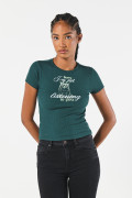 Camiseta en rib unicolor con arte de animalito y manga corta