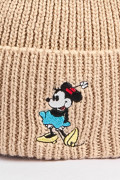 Gorro tejido kaki claro con diseño de Minnie