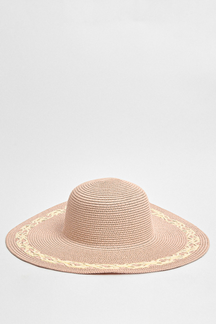 Sombrero unicolor con ala ancha y trenzado decorativo