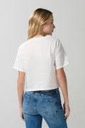 Camiseta crop top unicolor con diseño de animalito