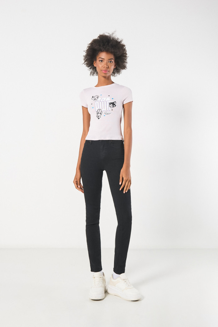 Camiseta en rib lila manga corta de Chicas Superpoderosas