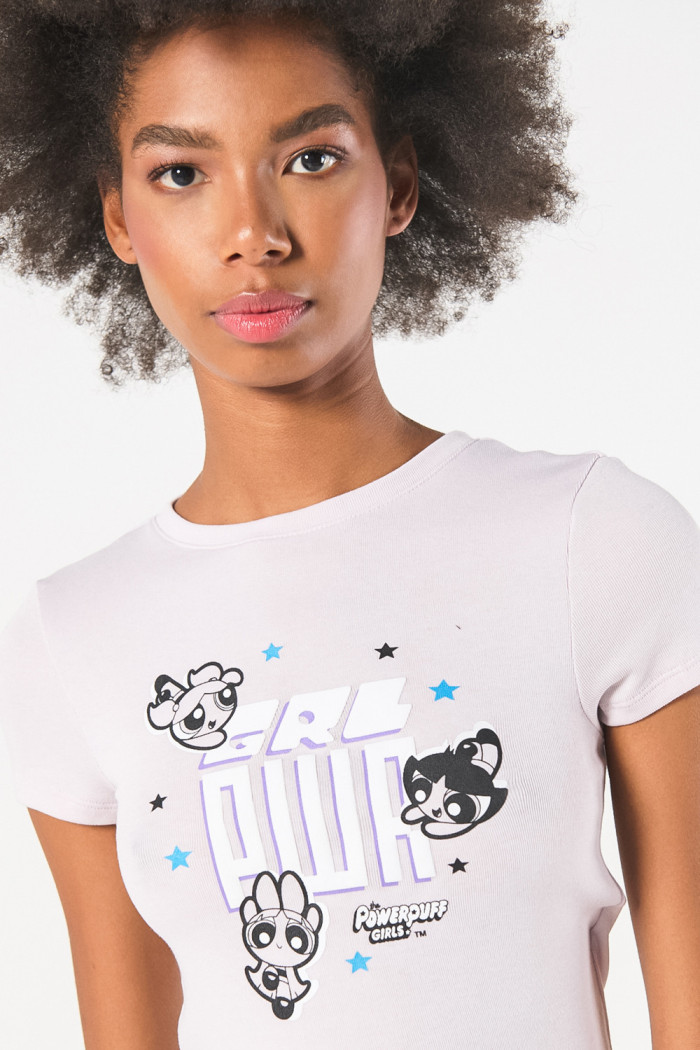 Camiseta en rib lila manga corta de Chicas Superpoderosas