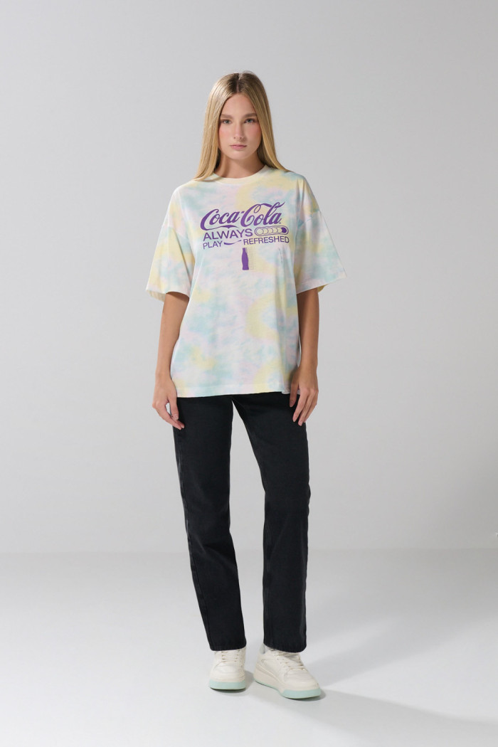 Camiseta oversize azul tie dye de Coca-Cola manga corta