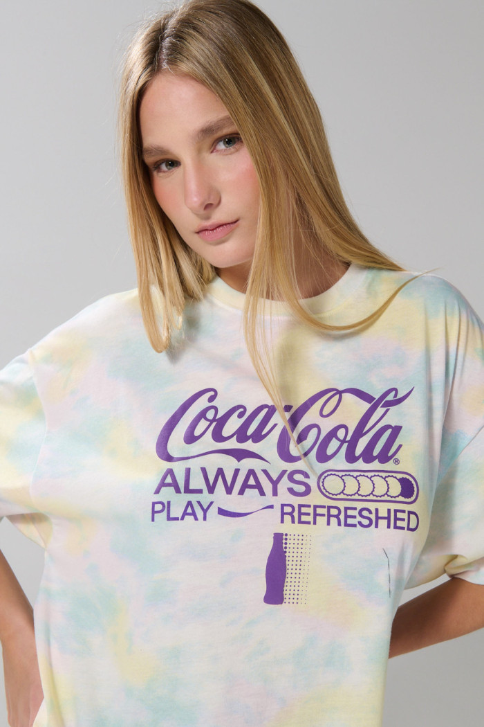 Camiseta oversize azul tie dye de Coca-Cola manga corta