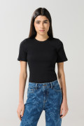 Camiseta unicolor manga corta con finas texturas de canal