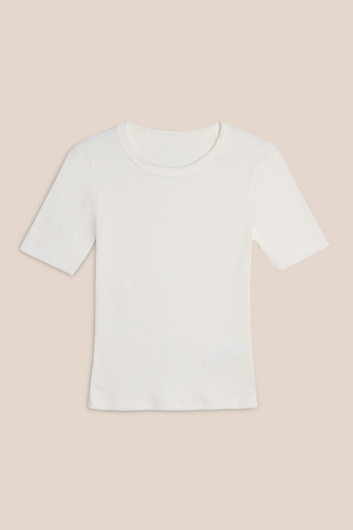 Camiseta unicolor manga corta con finas texturas de canal