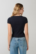 Camiseta college azul intensa manga corta con texturas