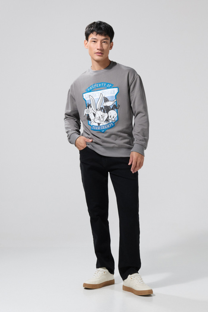 Buzo gris intenso cuello redondo de Looney Tunes