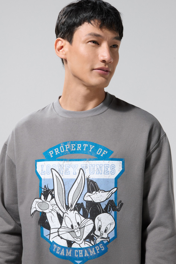 Buzo gris intenso cuello redondo de Looney Tunes