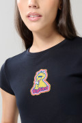 Camiseta azul manga corta con arte de Plaza Sésamo