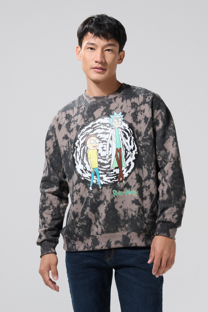 Buzo gris tie dye de Rick and Morty con cuello redondo