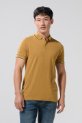 Camiseta polo unicolor manga corta con aberturas