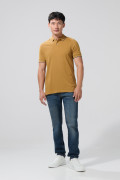 Camiseta polo unicolor manga corta con aberturas