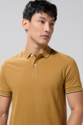 Camiseta polo unicolor manga corta con aberturas