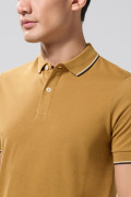 Camiseta polo unicolor manga corta con aberturas