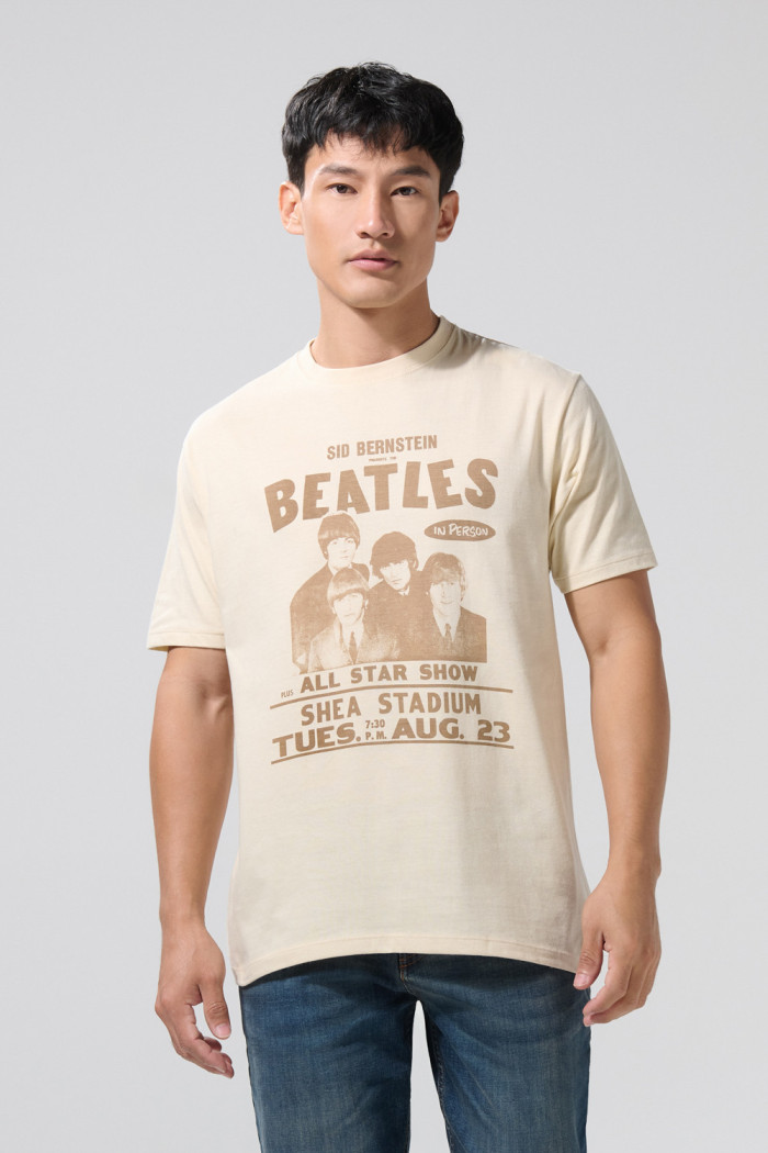 Camiseta manga corta kaki con diseño de The Beatles