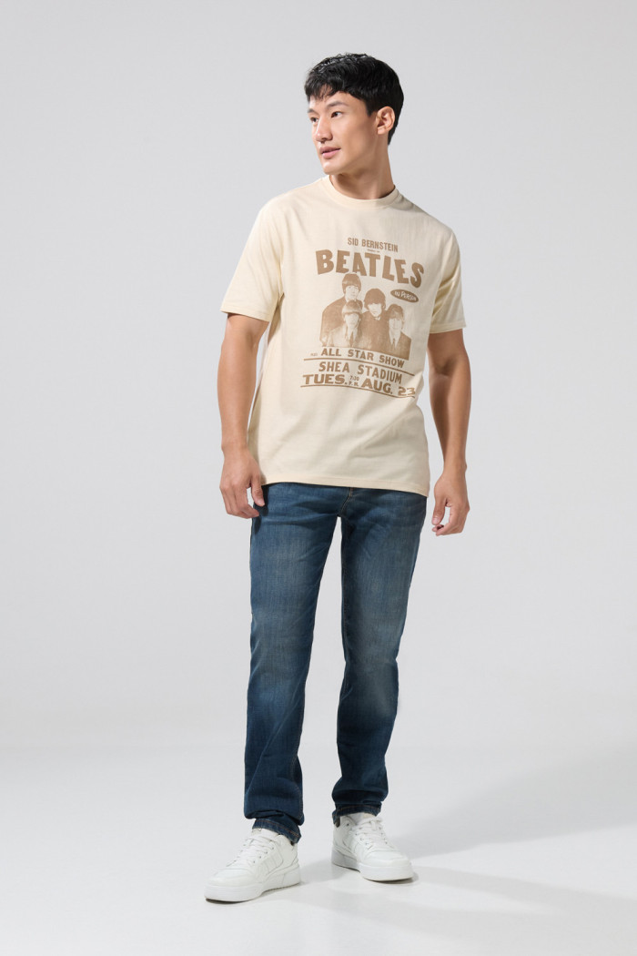 Camiseta manga corta kaki con diseño de The Beatles