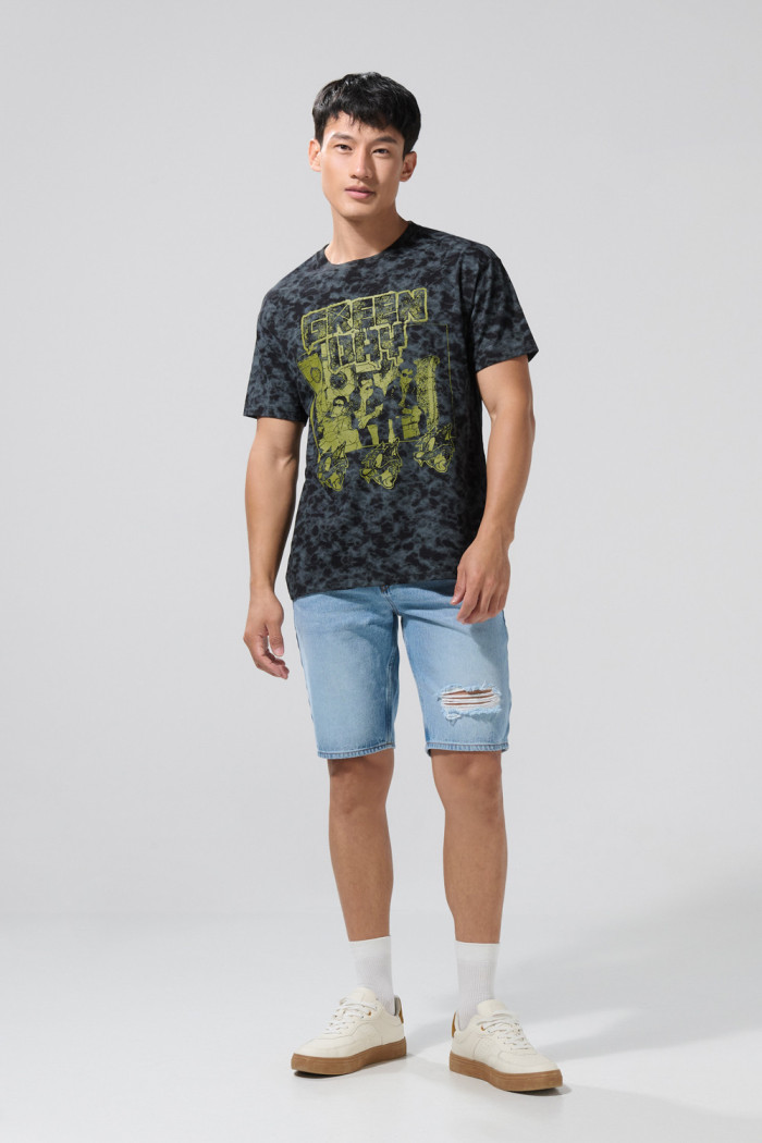 Camiseta negra tie dye manga corta de Green Day
