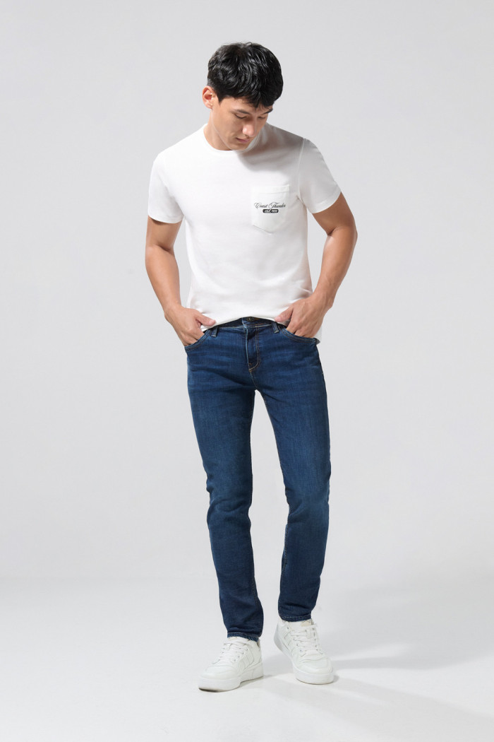 Jean tiro bajo skinny ceñido azul oscuro con bolsillos