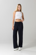 Pantalón palazzo azul intenso tiro alto con bota ancha