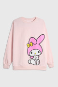 Buzo oversize cuello redondo rosado con arte de My Melody