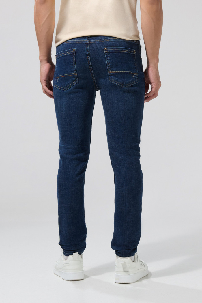 Jean skinny tiro bajo azul con cremallera y ajuste ceñido