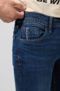 Jean skinny tiro bajo azul con cremallera y ajuste ceñido