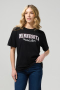 Camiseta en algodón college negra con manga corta