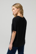Camiseta en algodón college negra con manga corta
