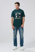 Camiseta cuello redondo verde con diseño de The Beatles