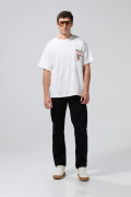 Camiseta crema clara oversize de Mickey con cuello redondo