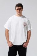 Camiseta crema clara oversize de Mickey con cuello redondo