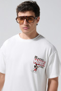 Camiseta crema clara oversize de Mickey con cuello redondo