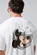 Camiseta crema clara oversize de Mickey con cuello redondo
