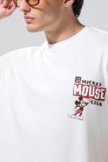 Camiseta crema clara oversize de Mickey con cuello redondo